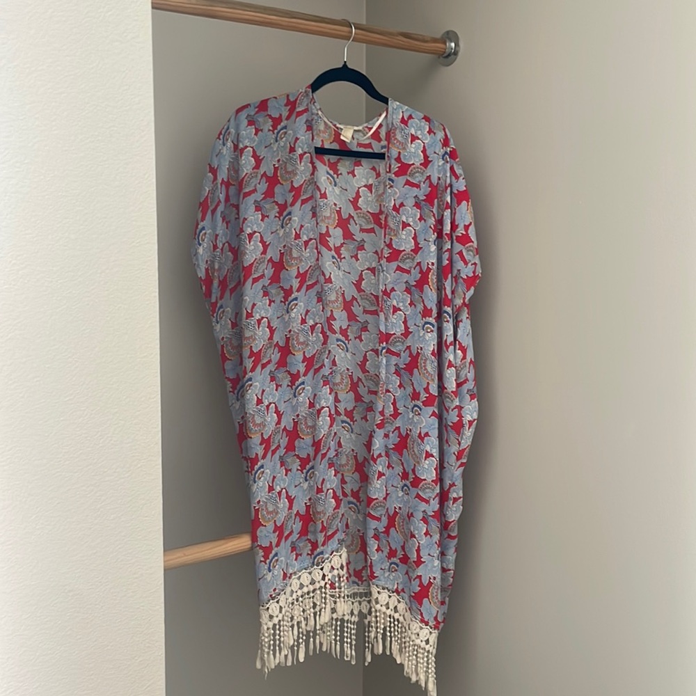 F21 gold label kimono with fringe